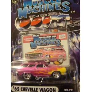 Muscle Machines 65 Chevelle Wagon, Dark Hot Pink with Flamz, Tinted 