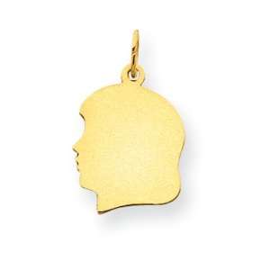   Gold Plain Medium .018 Gauge Facing Left Engraveable Girl Head Charm