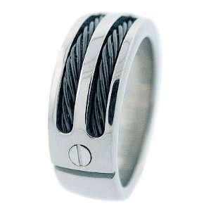  Ashleys Jewelry 10mm Titanium Band with 2 Black Stainless 