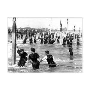    Vintage Art Coney Island Surf Crowd   19855 9