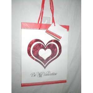  Be My Valentine White & Red Heart Gift Bag 9 X 7 Inches 