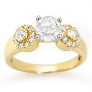  Natural 1.38 ctw Diamond Ring 14K Yellow Gold Jewelry
