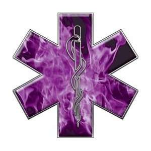  Star of Life EMT EMS Inferno Purple 4 Reflective Decal 