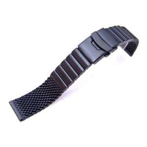Black Wire Mesh Band Black 22/22 Heavy Stainless Steel Divers Double 