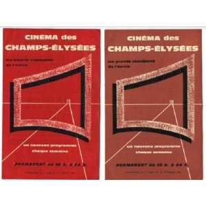   Cinema des Champs Elysees Movie Programs PARIS 1962 