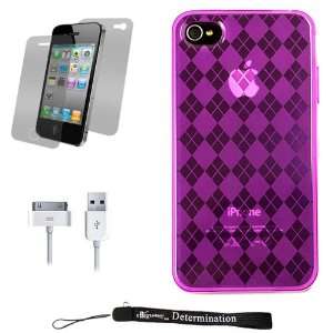  Purple Durable TPU Skin Cover Case with Back Argyle Design 