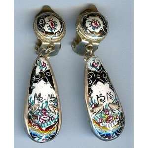  1463 Persian Mina Karee Enamel Jewelry Earrings 