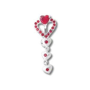 com 14g 12g 10g TOP DOWN 6MM HEART WITH HEART DANGLES Belly Ring 14g 