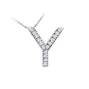   Alphabet Y Pendant In 14k White Gold With 14k 18 White Gold Chain