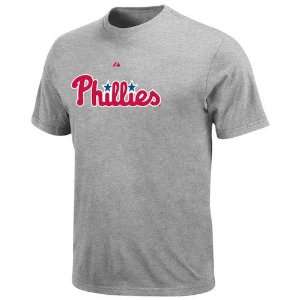 MLB Majestic Philadelphia Phillies Ash Official Wordmark T shirt 