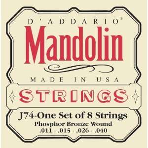  DAddario J74 Mandolin Strings, Phosphor Bronze, Medium 