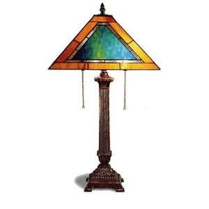   Classic Footed Column Tiffany Style Table Desk Lamp