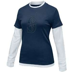  Nike Seattle Mariners Ladies Navy Blue White Double Layer 