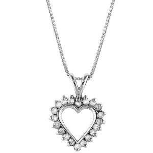   White Gold 0.25 Carat Diamond Heart Pendant with 18 Chain Jewelry