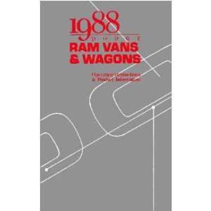  1988 DODGE RAM VAN Owners Manual User Guide Automotive