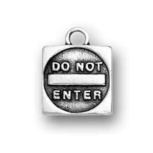  Do Not Enter Road Sign Sterling Silver Charm Evercharming 