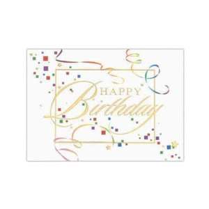 Foil verse and name   Card with streamers and confetti design, happy 