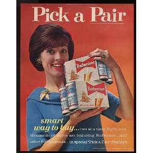  1963 Bud Budweiser Pick a Pair 6 Pack Cans Print Ad (8860 