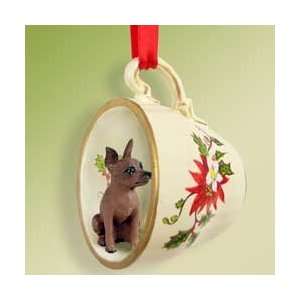  Min Pin Red/Brn Holiday Tea Cup