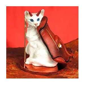    White Oriental Shorthair Little Devil Cat Figurine