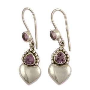  Amethyst heart earrings, Honest Hearts Jewelry