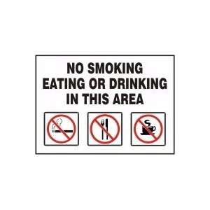 NO SMOKING EATING OR DRINKING IN THIS AREA (W/GRAPHIC) Sign   10 x 14 