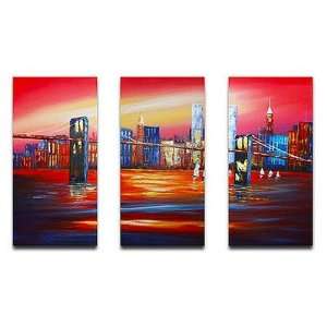   Painted Bridge to the City 3 Piece Canvas Art Set