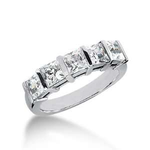   Wedding Band Ring Princess Channel 14k White Gold DALES Jewelry