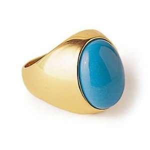    18kt. Yellow Oval Turquoise Cab Dome Ring (Size 6.5) Jewelry