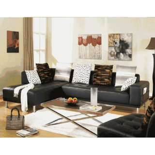  2 pc modern black leather sectional sofa set with optional 