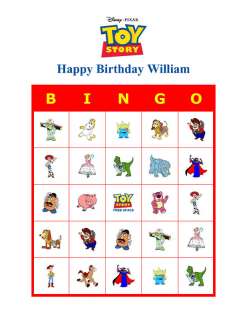 Toy Story Cartoon Birthday Party Game Bingo Cards  