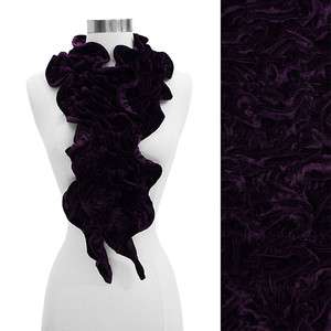 Silk Feel Velvet Stretch Ruffle Fashion Scarf Purple  