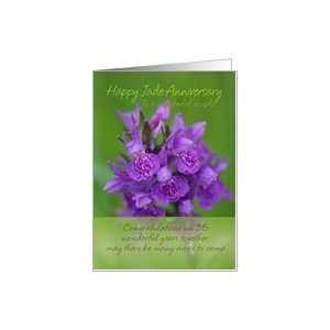  35th Anniversary, Jade, Purple floral Card Health 