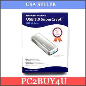 Super Talent SuperCrypt 256 GB USB 3.0 Flash Drive NEW  