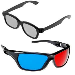GTMax 3D Polarized Glasses Basic Square + 3D Red/Cyan Glasses Anaglyph 