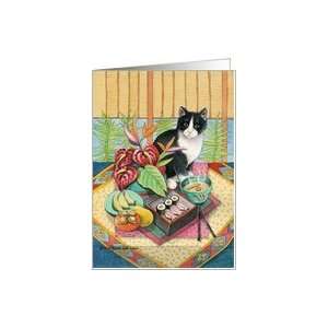  Cat W/Bento Sushi Thank You EK #5 Card Health & Personal 
