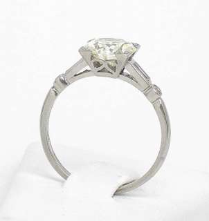VINTAGE 1.35ct DIAMOND SOLITAIRE ACCENTS PLATINUM RING  
