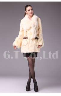0211 Genuine Rabbit Fur Coat Jacket Garment & Fox Fur  