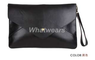 Oversized Envelope Purse Clutch PU Leather Hand Shoulder Bag 8 Colors 