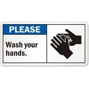  Please Wash Your Hands (with graphic) Laminated Vinyl Sign 