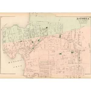  Warner & Beers 1873 Antique Street Map of Astoria Kitchen 