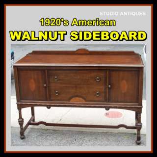 1920s WALNUT SIDEBOARD Vintage Buffet SERVER Cabinet FLAT SCREEN TV 