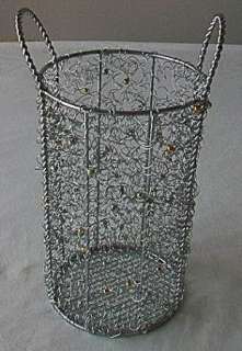 Hand Crafted Silver Metal Mesh Wine Bottle Holder  