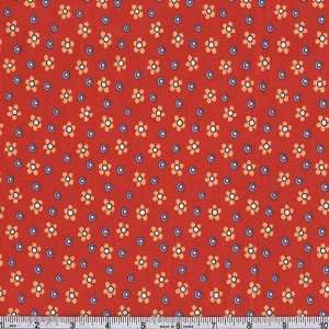  45 Wide Elanors Picnic Floral Dots Red Fabric By The 