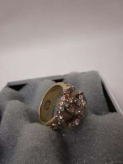 CHANEL 07A Yellow Gold Crystal Pave CC Logo Ring sz 7  