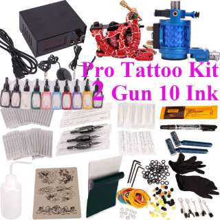 Complete Set Tattoo Machine Kit 1 Gun 6 Ink Supply Pro  