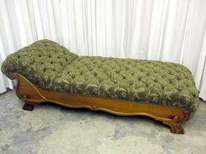   Fainting Couch Sofa w Lions Paw Feet and New Upholstery Beauty  