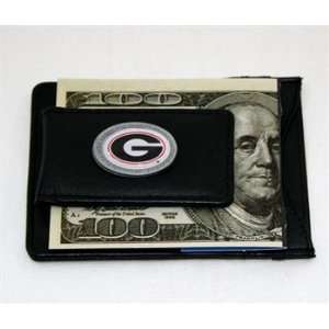  Georgia Bulldogs Black Leather Card Holder and Magnetic 