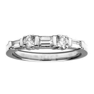  Baguette Diamond 5 Stone Platinum Anniversary Wedding Ring Jewelry