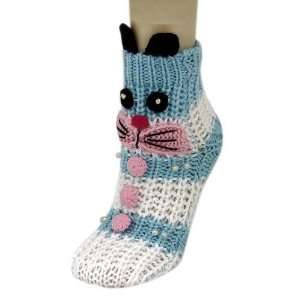  Bunny Rabbit Knitted Non Skid 3D Animal Slipper Socks Size 
